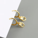 925 Silver Circle Heart Lock Hoop Earrings Women's Brinco
