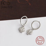 925 Silver Circle Sea Shell Zirconia Earrings