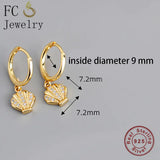 925 Silver Circle Sea Shell Zirconia Earrings