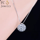 925 Silver Peacock Feather Zirconia Pendant Necklace Women Girl Choker