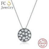 925 Silver Peacock Feather Zirconia Pendant Necklace Women Girl Choker