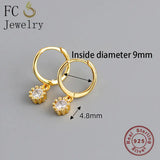 925 Silver Flower Zirconia Pendant Hoop Earring For Women
