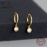 925 Silver Flower Zirconia Pendant Hoop Earring For Women