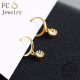 925 Silver Flower Zirconia Pendant Hoop Earring For Women