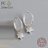 925 Silver Golden Square Flower Zircon Pendant Earring