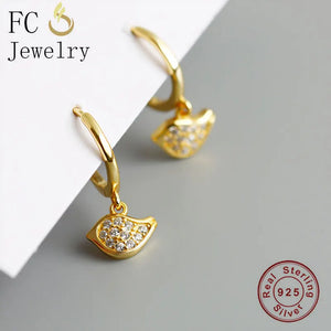925 Silver Circle Bird CZ Hoop Earring for Women
