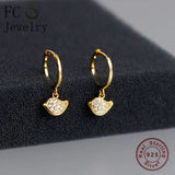 925 Silver Circle Bird CZ Hoop Earring for Women