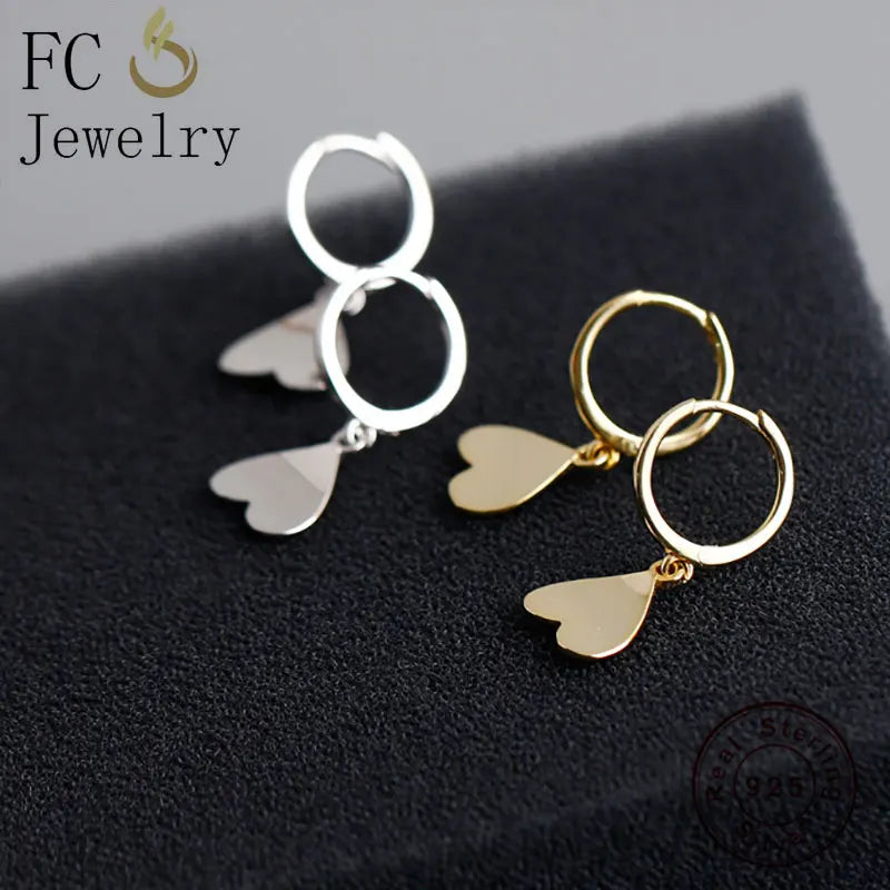925 Silver Clover Heart Hoop Earrings for Women
