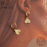 925 Silver Clover Heart Hoop Earrings for Women