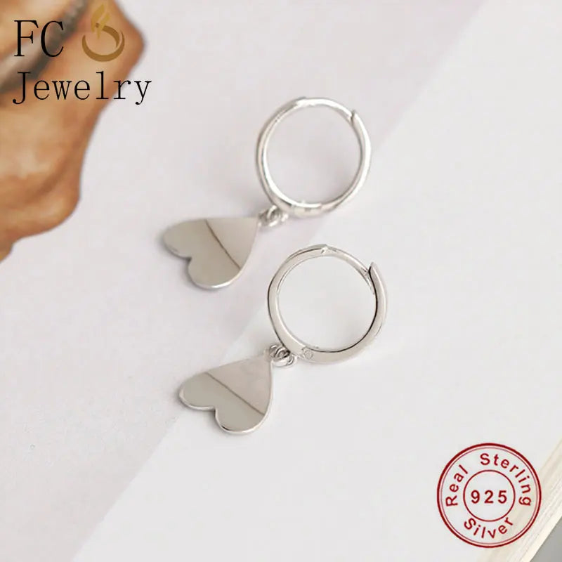 925 Silver Clover Heart Hoop Earrings for Women