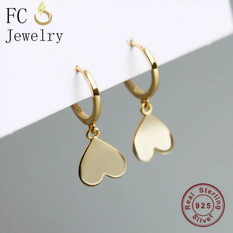 925 Silver Clover Heart Hoop Earrings for Women