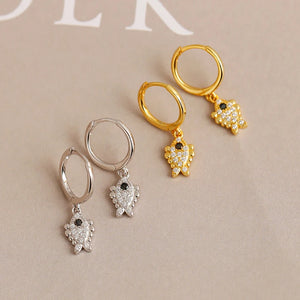 925 Silver Goldfish Pendant CZ Hoop Earring For Women