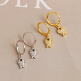 925 Silver Goldfish Pendant CZ Hoop Earring For Women