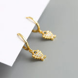 925 Silver Goldfish Pendant CZ Hoop Earring For Women