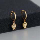 925 Silver Goldfish Pendant CZ Hoop Earring For Women