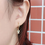 925 Silver Goldfish Pendant CZ Hoop Earring For Women