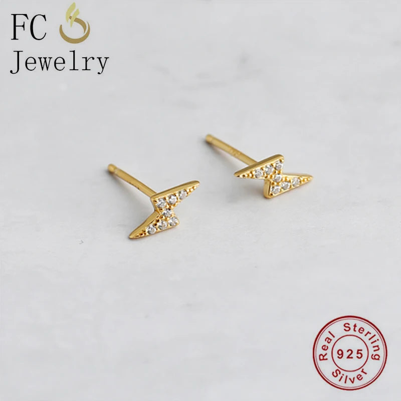 925 Silver Lightning Stud Earring Zirconia Accessories Women Kid Hawaii