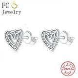 925 Silver Heart Zirconia Stud Earring for Women
