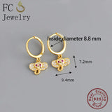 925 Silver Elephant Pink Zircon Crystal Hoop Earring