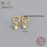 925 Silver Crown Zirconia Hoop Earrings for Women