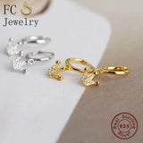 925 Silver Crown Zirconia Hoop Earrings for Women