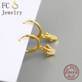 925 Silver Crown Zirconia Hoop Earrings for Women