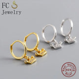 925 Silver Princess Crown CZ Pendant Hoop Earring for Women