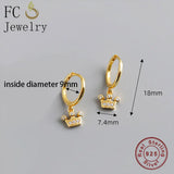 925 Silver Princess Crown CZ Pendant Hoop Earring for Women