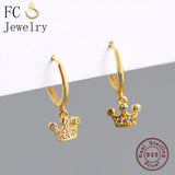 925 Silver Princess Crown CZ Pendant Hoop Earring for Women