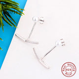 925 Silver Arc Line Bow Stud Earrings For Women