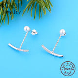 925 Silver Arc Line Bow Stud Earrings For Women