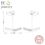 925 Silver Arc Line Bow Stud Earrings For Women