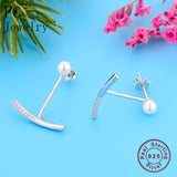925 Silver Arc Line Bow Stud Earrings For Women