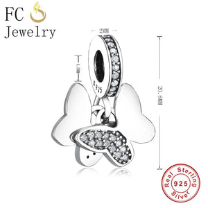 925 Silver Autumn Butterfly Zircon Pendant Necklace