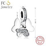 925 Silver Autumn Butterfly Zircon Pendant Necklace