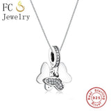 925 Silver Autumn Butterfly Zircon Pendant Necklace