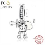 925 Silver Bear Baby Pacifier Heart Pendant Necklace for Women