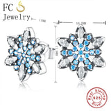 925 Silver Zircon Snowflake Stud Earrings for Women Brincos