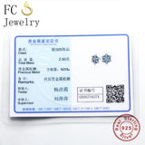925 Silver Zircon Snowflake Stud Earrings for Women Brincos