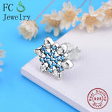 925 Silver Zircon Snowflake Stud Earrings for Women Brincos