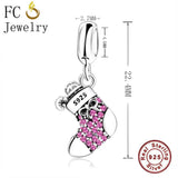 925 Silver Boot Shoe CZ Crystal Pendant Necklace for Women
