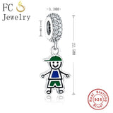 925 Silver Boy Pip Enamel Pendant Necklace Choker Gift