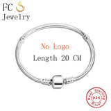 925 Sterling Silver Bracelet for Charms Beads Snake Chain Women