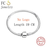 925 Sterling Silver Bracelet for Charms Beads Snake Chain Women