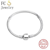 925 Sterling Silver Bracelet for Women Fit Charms Bead Pendant Snake Chain