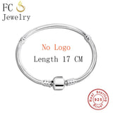 925 Sterling Silver Bracelet for Charms Beads Snake Chain Women