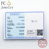 925 Silver Heart Stud Earrings Clear CZ Stone for Women Brincos