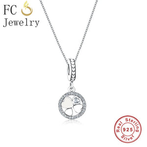 925 Silver Enamel 4 Heart Clover CZ Stone Necklace Choker