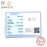 925 Silver Heart CZ Stone Stud Earrings Women Girl Brincos