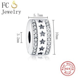 925 Sterling Silver European Stopper Charm Star Lock Clip